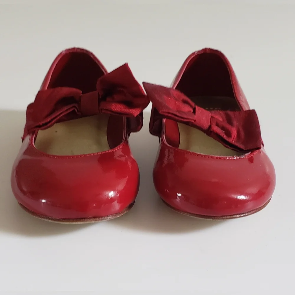 Janie and Jack Red Patent Leather Ballet Shoe with Satin Bow Size 7